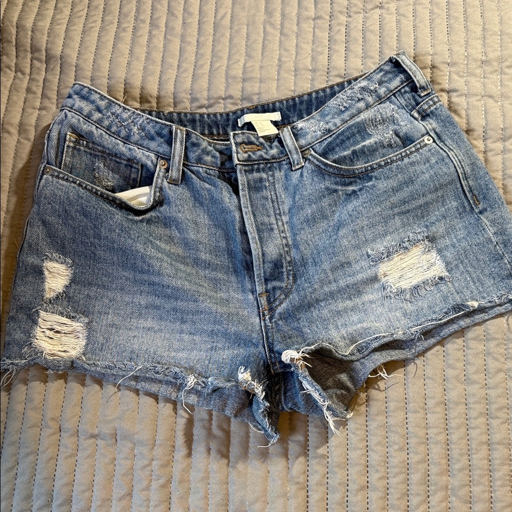 Distressed Blue Denim Shorts H&M